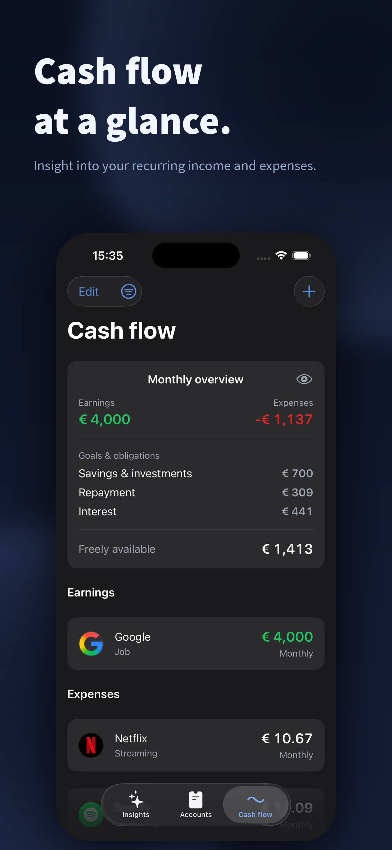 Screenshot of portfx — overview inside the app
