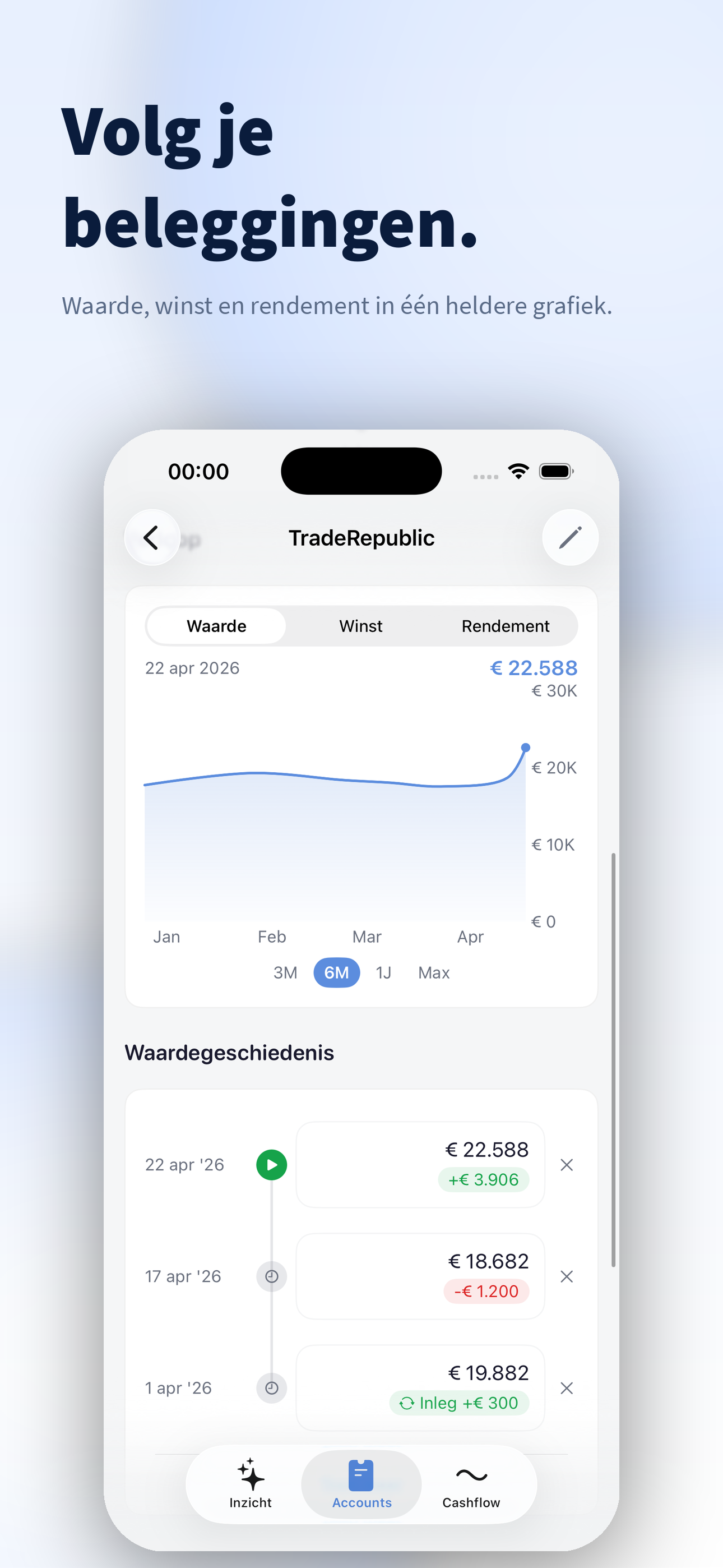 Schermafbeelding van portfx — overzicht in de app