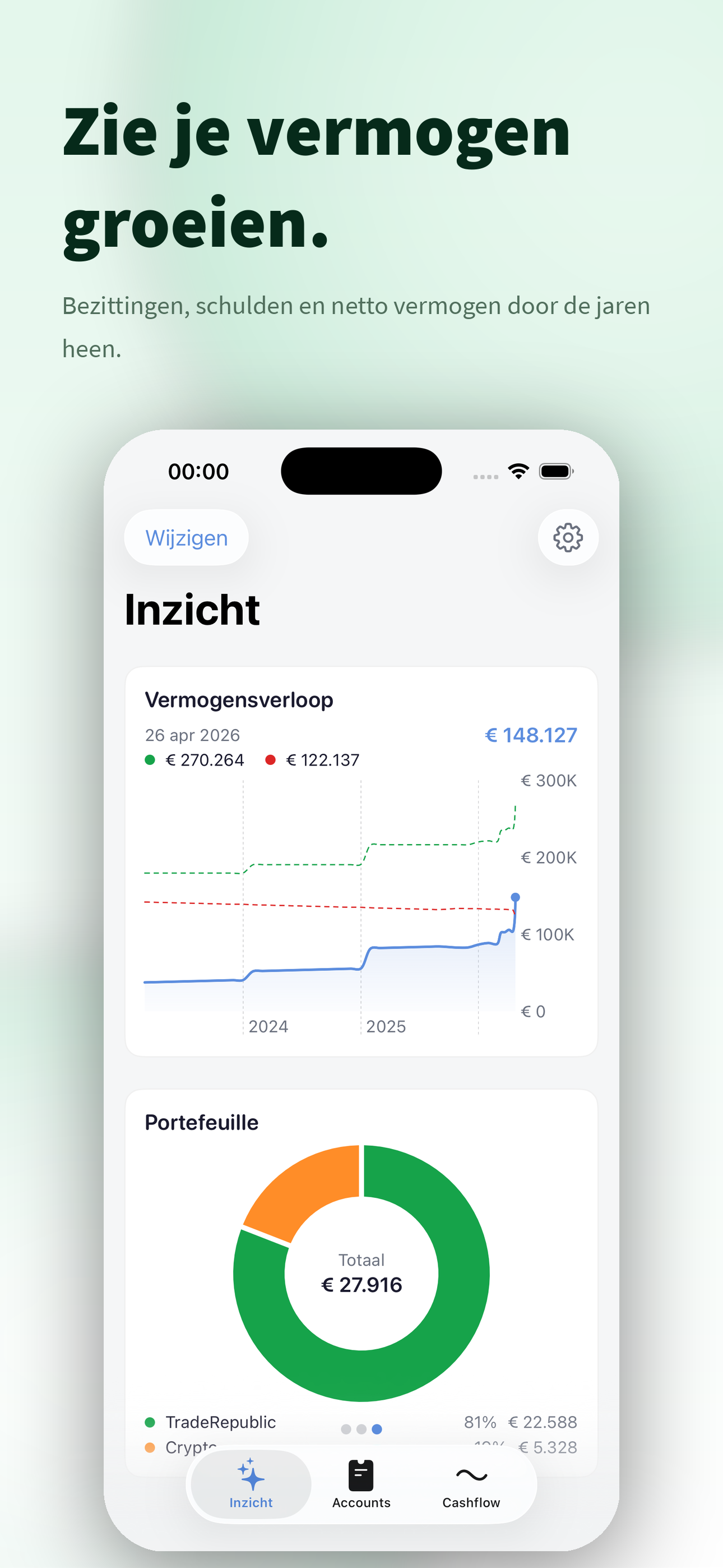 Schermafbeelding van portfx — overzicht in de app